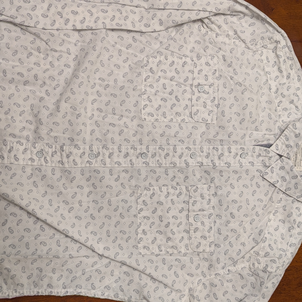 PD&C Men's White Paisley Shirt